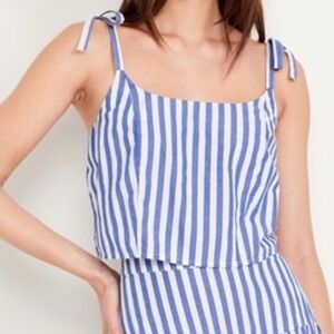 Old Navy Cotton Blue & White Stripe Cropped Cami